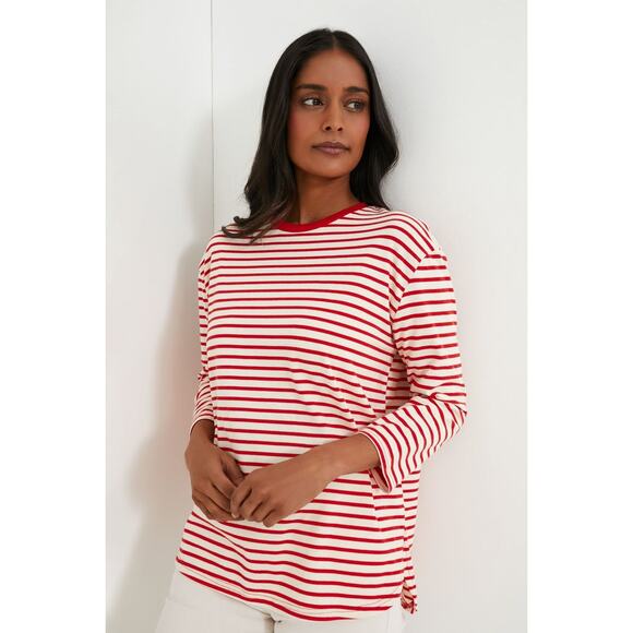 POMANDER PLACE Cherry Striped Knit Popover Size L NWT Retail $78 Tuckernuck - Picture 6 of 8